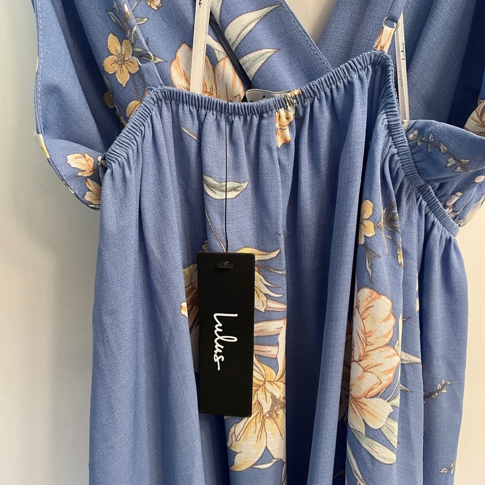 Lulu’s Light Blue Floral Maxi Dress Size M - Picture 5 of 7